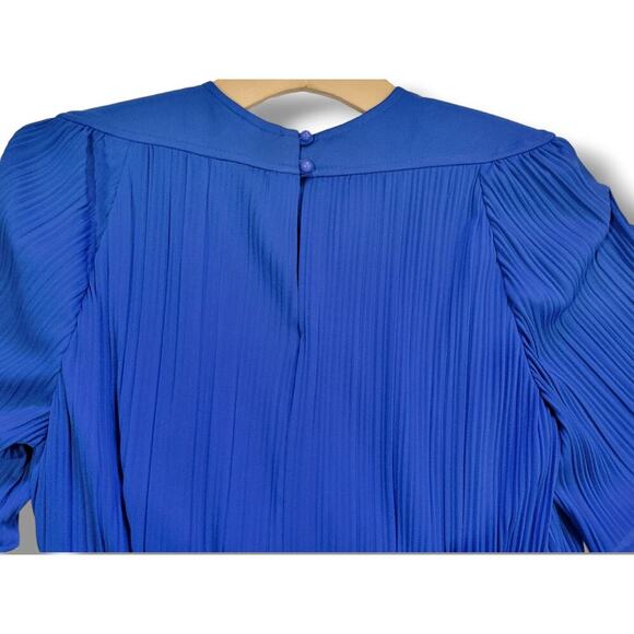 Riccardo women's royal blue Pleated layered vintage Dress from Mervyns  - size 8 - Picture 6 of 12